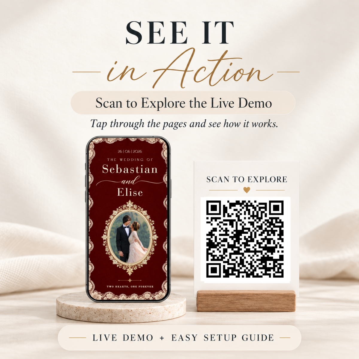 Wedding Website Template with RSVP (Burgundy - Lace Envelope 01)