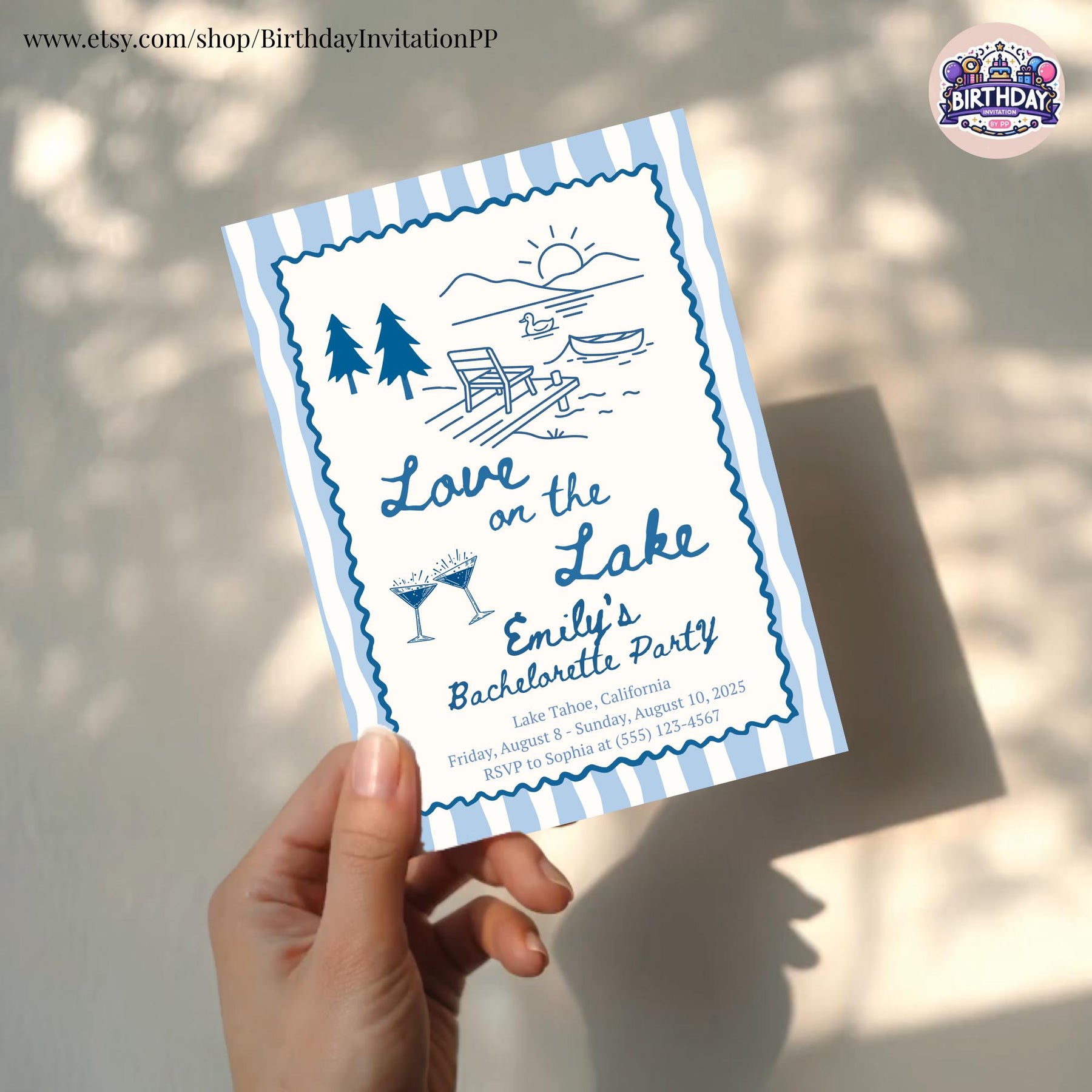 Love on the Lake Bachelorette Invitation, Editable Girls Trip Itinerary, Weekend Party Template Digital Download