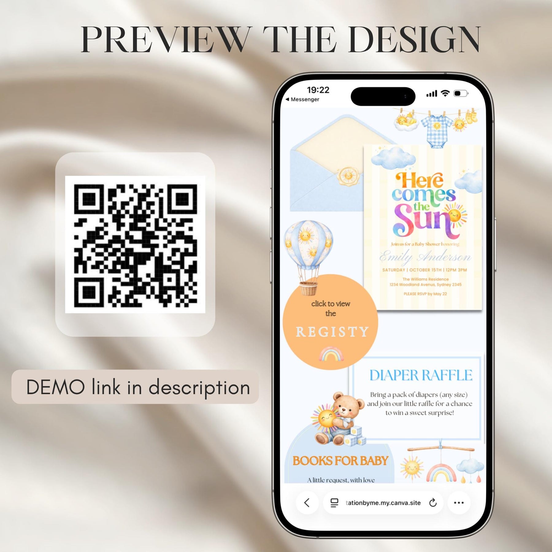 Here Comes the Son Baby Shower Invitation Website with RSVP | Editable Template