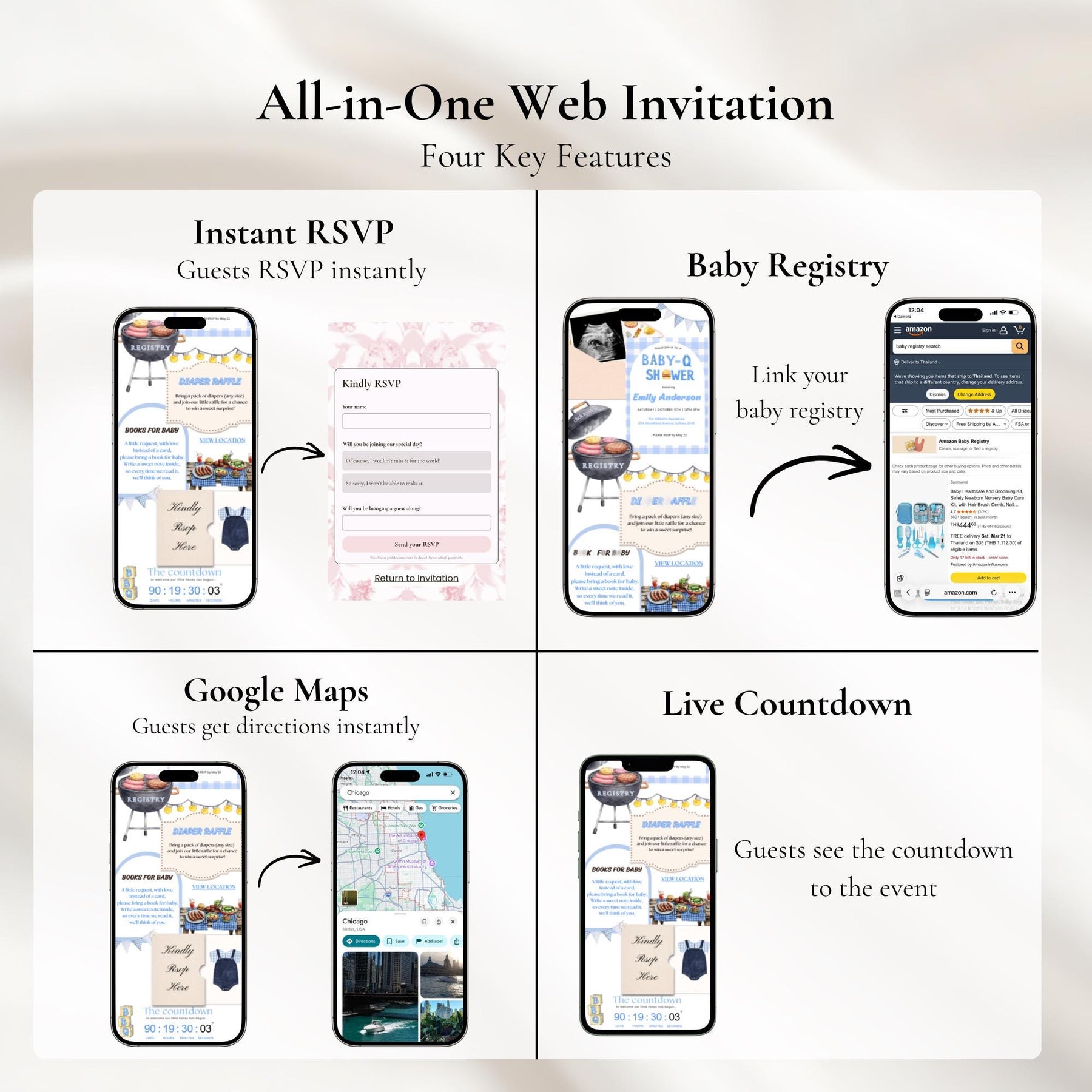 Baby-Q Baby Shower Invitation Website with RSVP | Editable Canva BBQ Invite, Backyard Couples Sprinkle Template