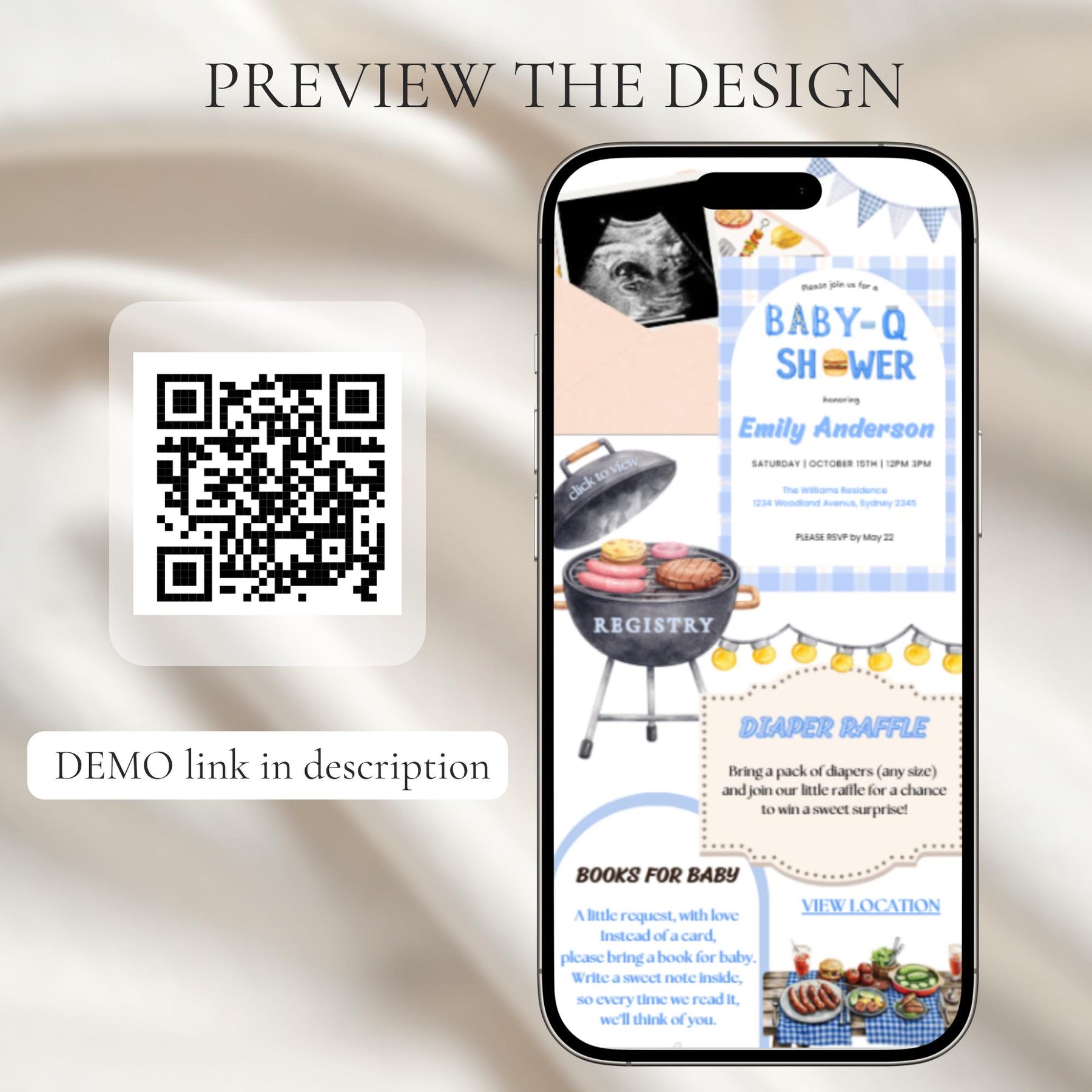 Baby-Q Baby Shower Invitation Website with RSVP | Editable Canva BBQ Invite, Backyard Couples Sprinkle Template