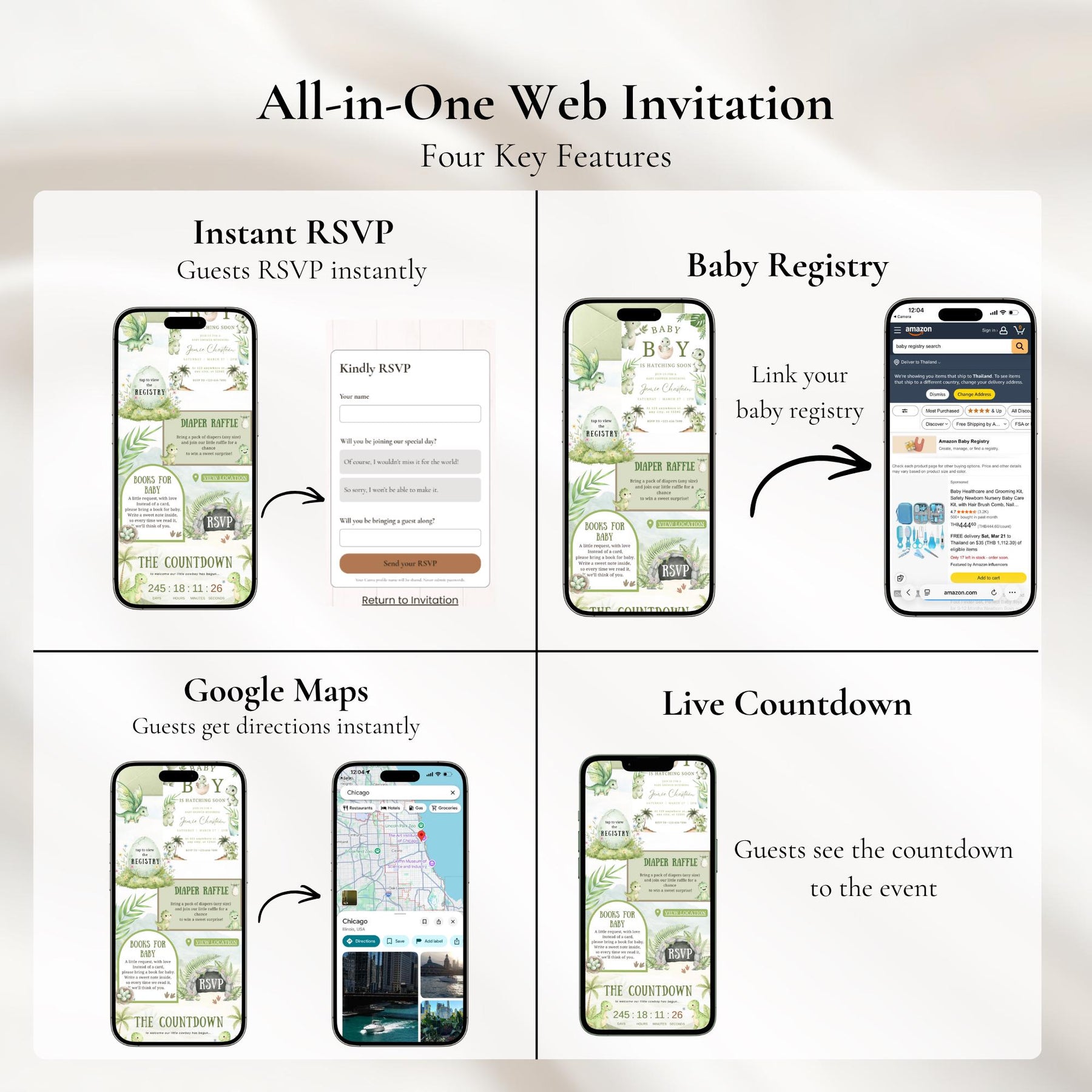 Hatching Soon Baby Shower Invitation Website with RSVP | Editable Canva Template, Digital Baby Shower Invite