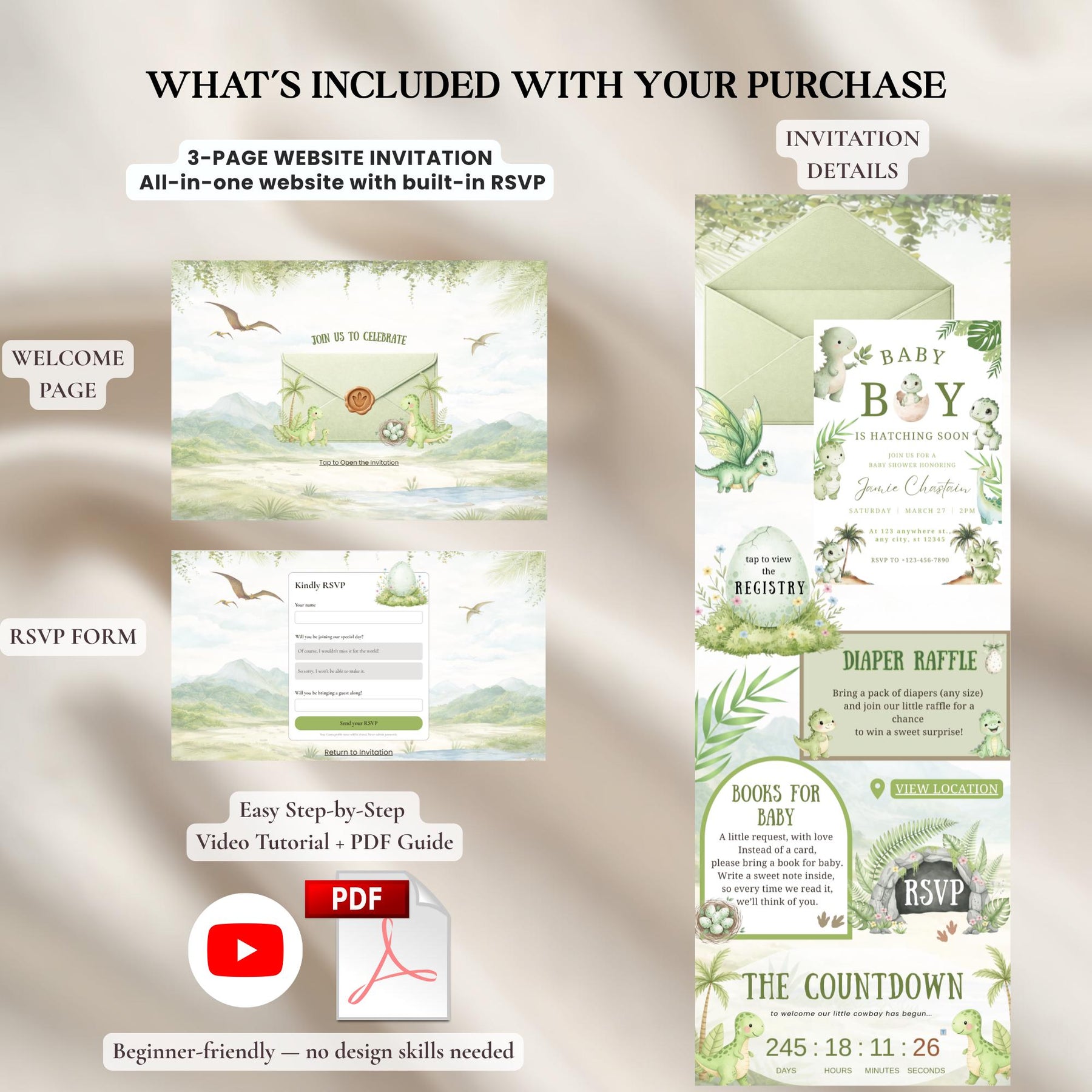 Hatching Soon Baby Shower Invitation Website with RSVP | Editable Canva Template, Digital Baby Shower Invite