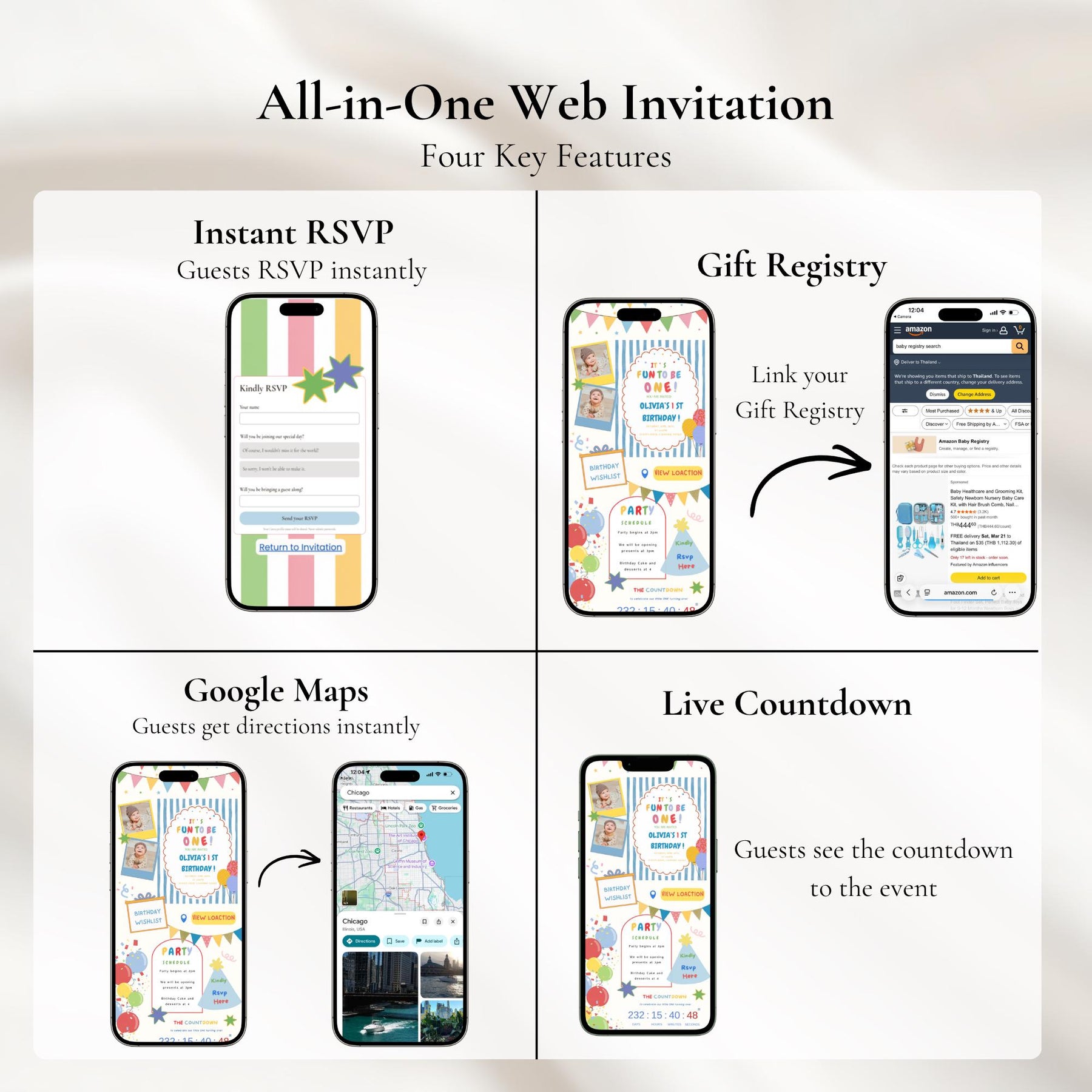 It’s Fun to Be One Birthday Invitation Website with RSVP | Editable Canva Template, 1st Birthday Party Invite