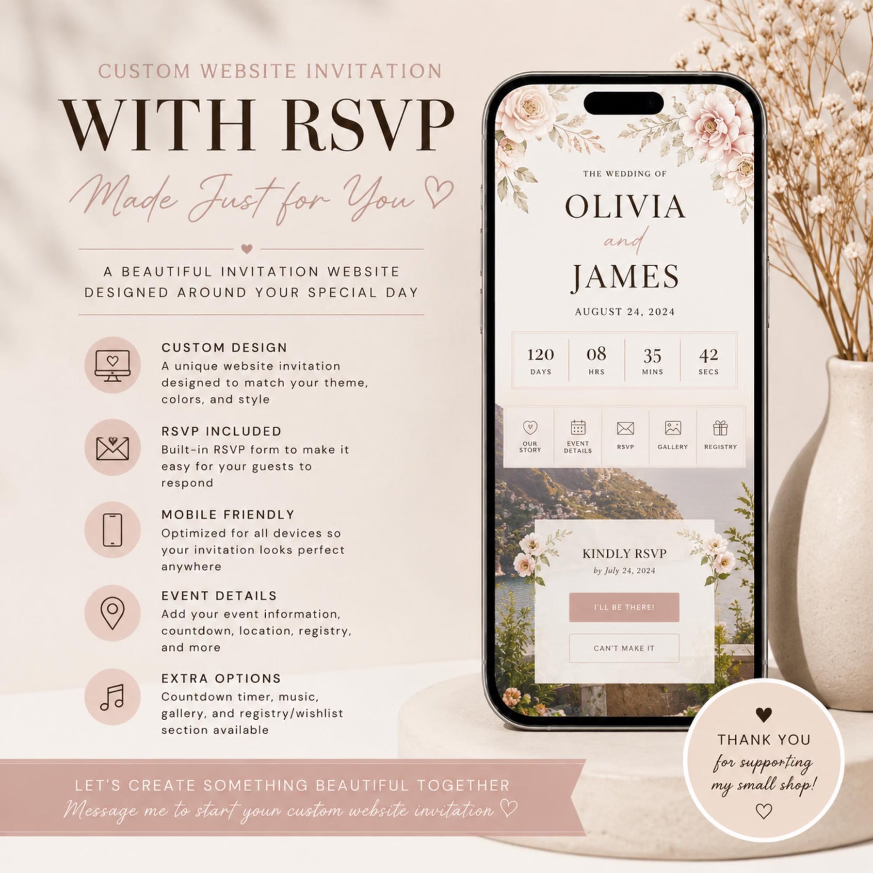 Remaining Balance for Custom Website Invitation