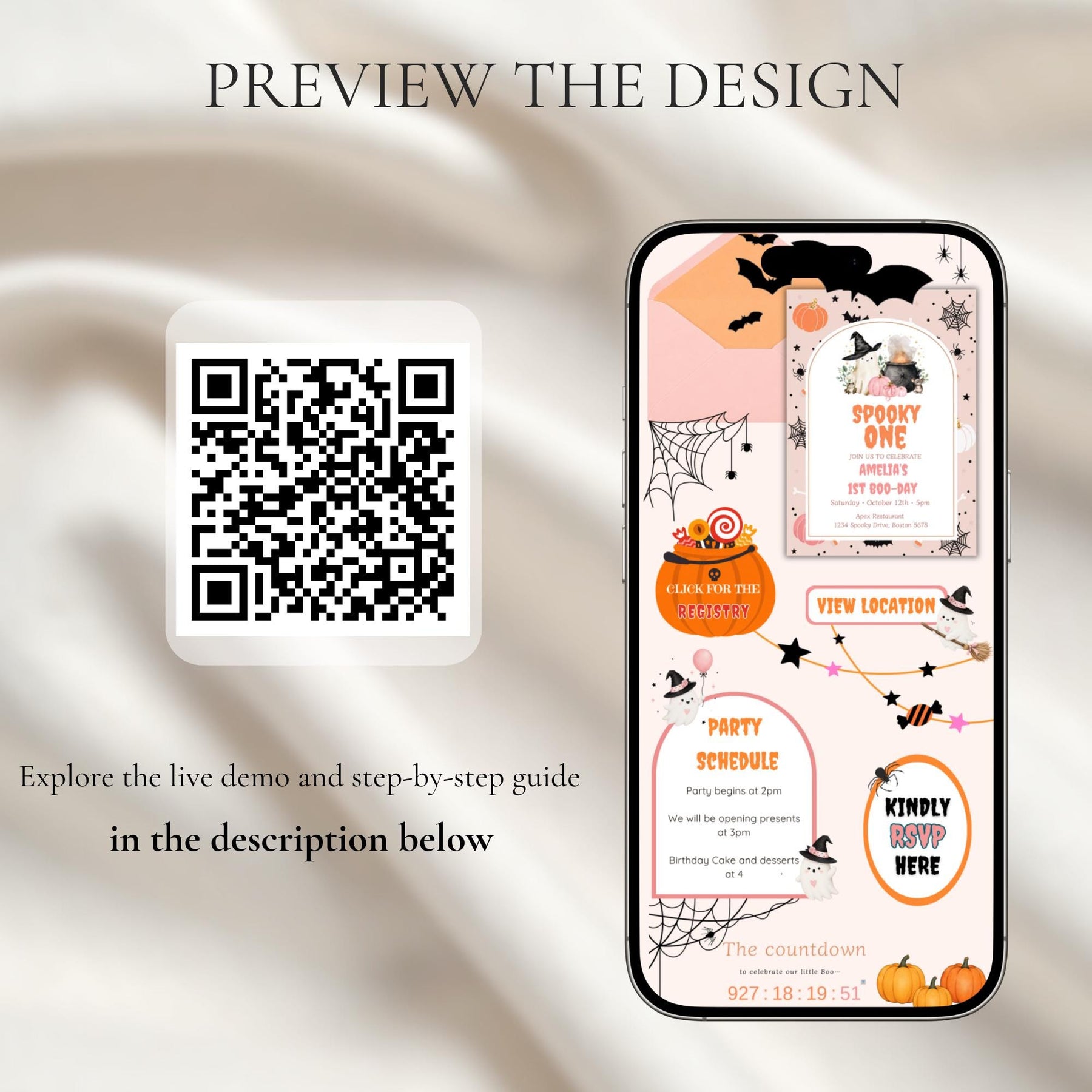Spooky One Birthday Invitation, Halloween First Birthday Invitation, Pink Ghost Birthday Invite, Boo Theme Party Invitation