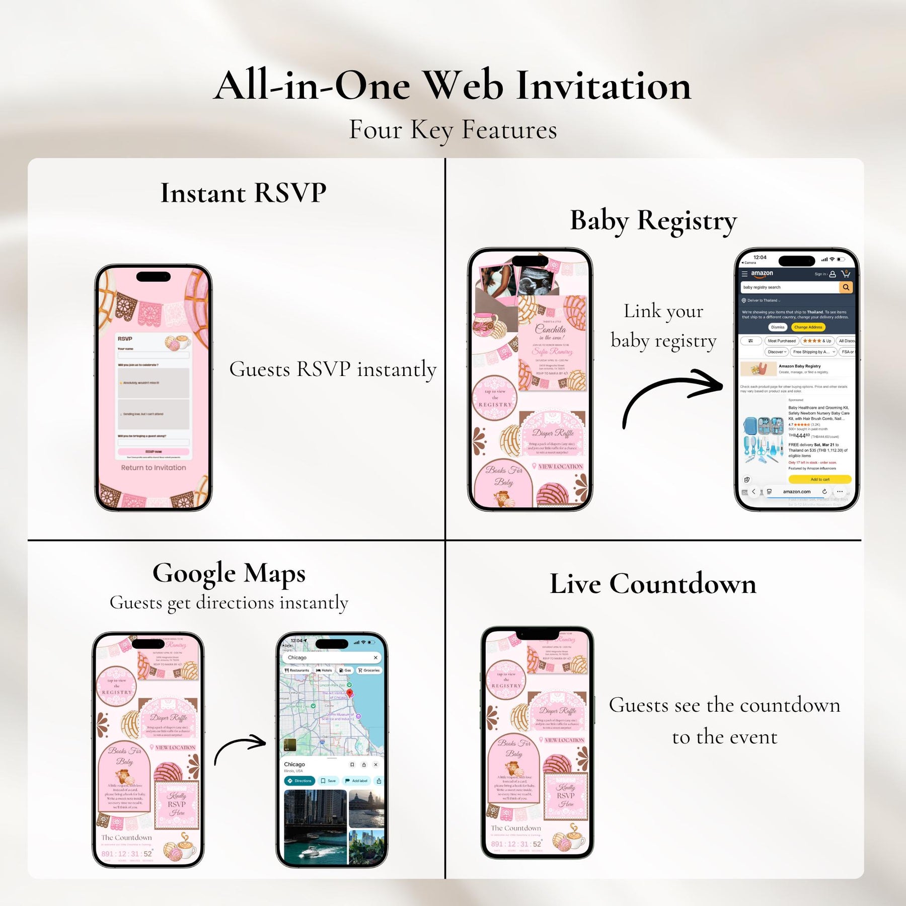 Concha Baby Shower Invitation Website | Little Conchita Mexican Baby Shower Invite | Editable Canva Template with RSVP | Digital Download
