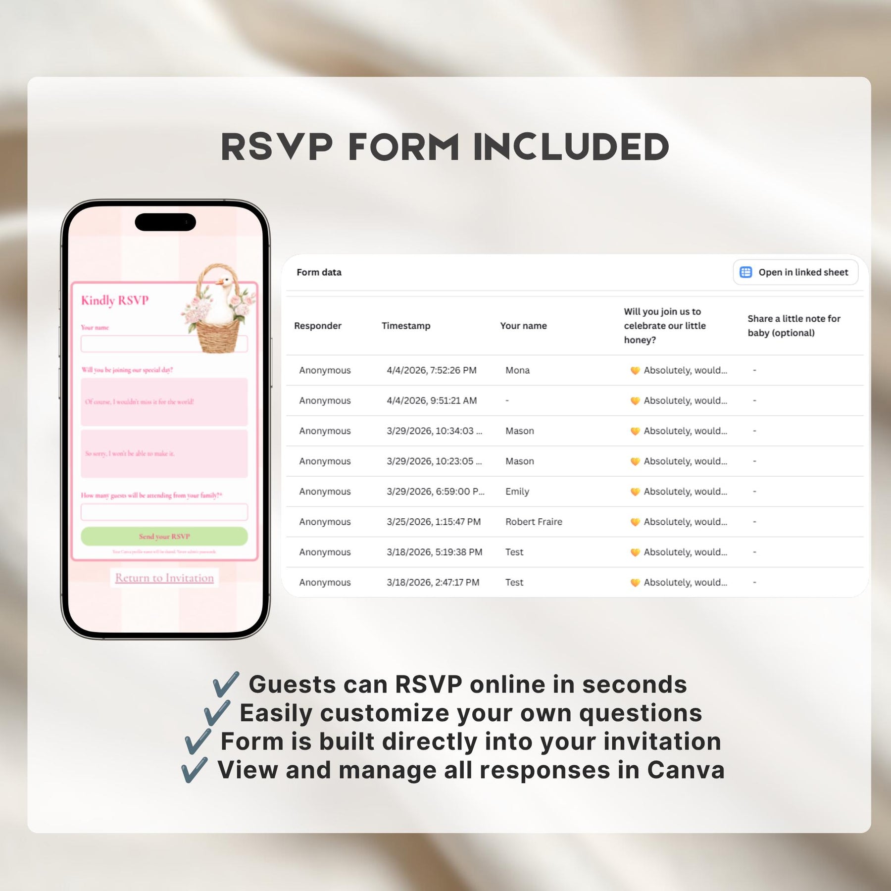 Silly Goose Baby Shower Invitation Website with RSVP | Editable Canva Template | Gender Neutral Goose Baby Shower Invite