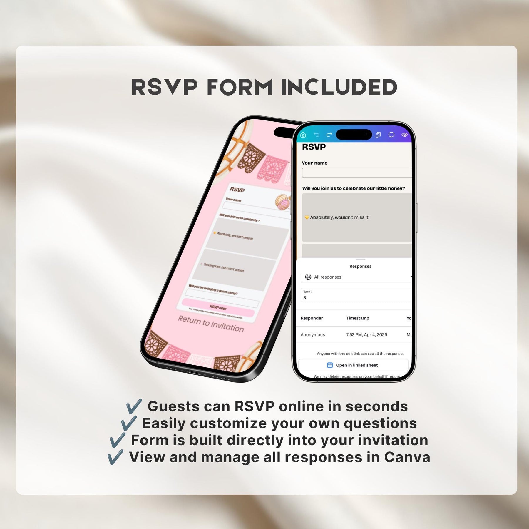Concha Baby Shower Invitation Website | Little Conchita Mexican Baby Shower Invite | Editable Canva Template with RSVP | Digital Download