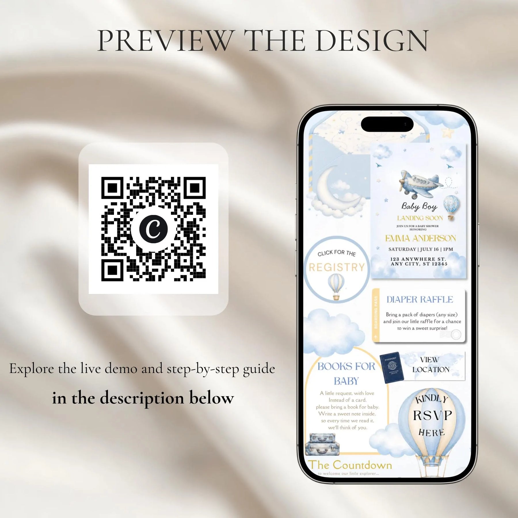 Baby Landing Soon Website Invitation Template | Canva RSVP