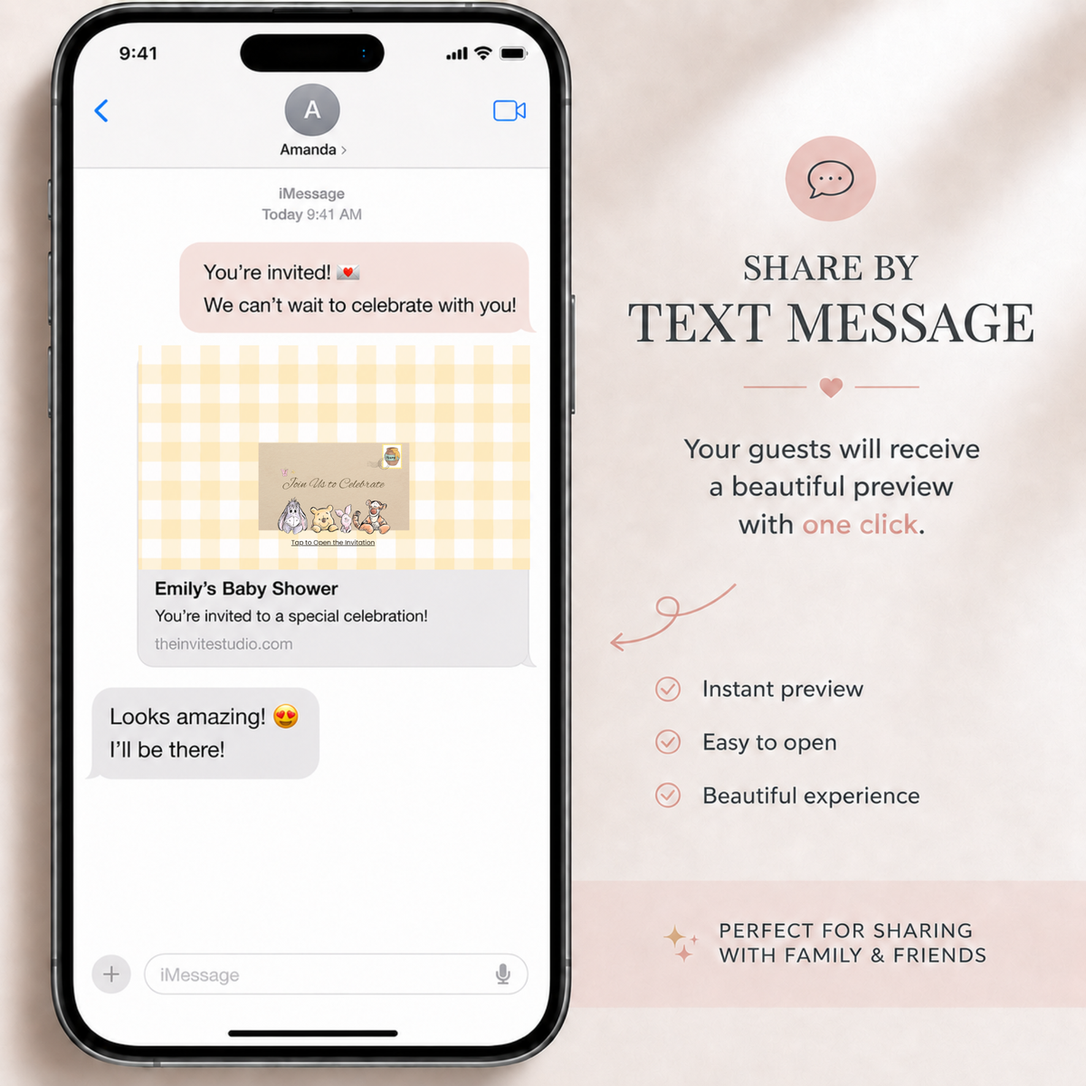 Winnie the Pooh First Birthday Website Invitation with RSVP | Editable Canva Template | Classic Pooh 1st Birthday Invite