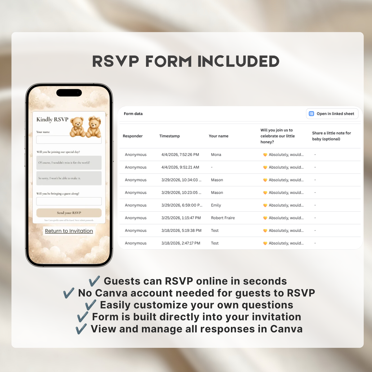 We Can Bearly Wait Gender Reveal Website Invitation | Teddy Bear Digital Invite with RSVP
