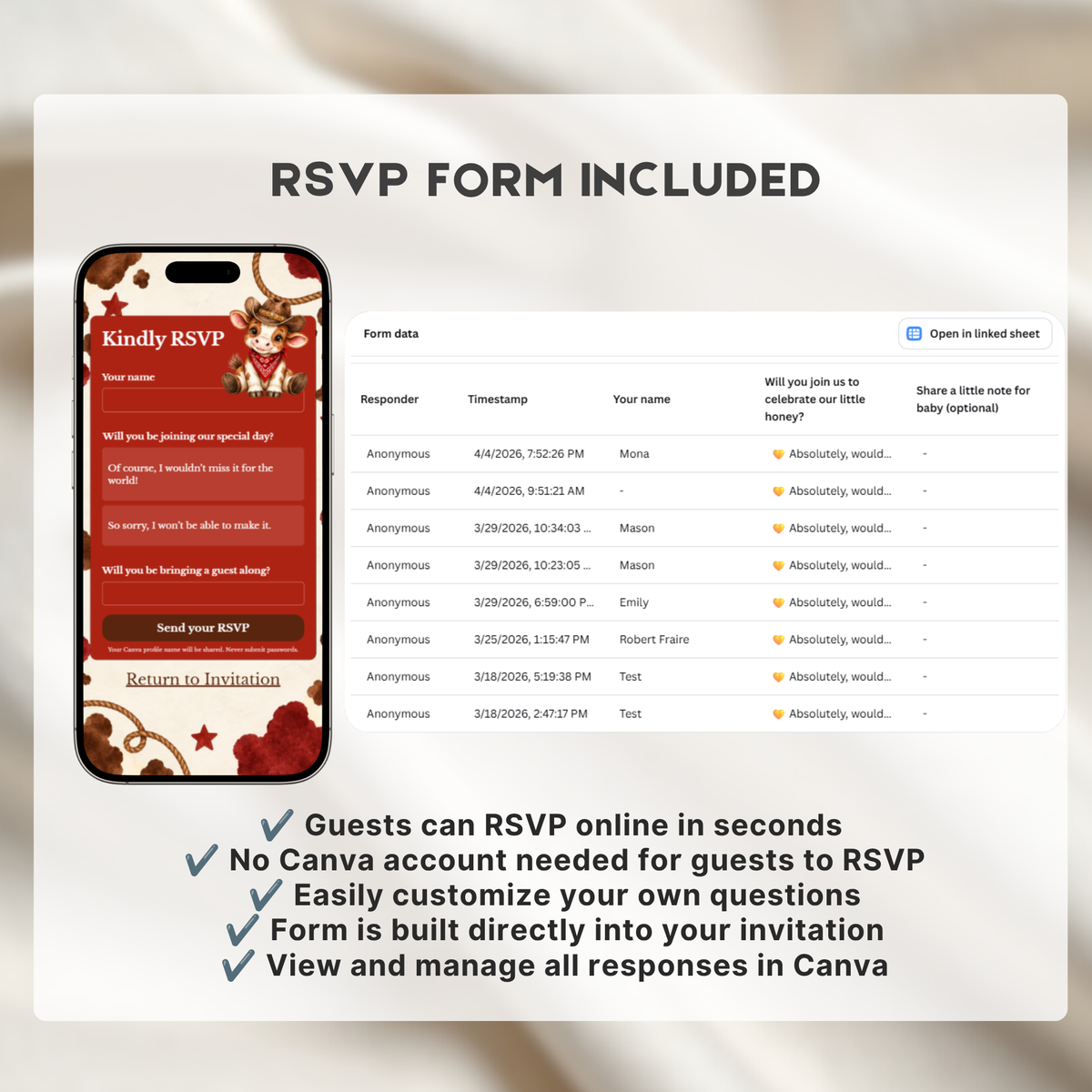 First Rodeo 1st Birthday Website Invitation | Cowboy Birthday Invite with RSVP