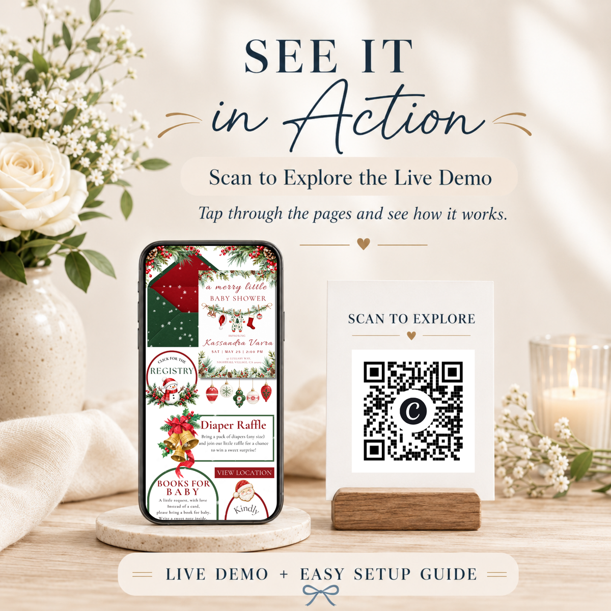 Merry Little Baby Shower | Santa Christmas Website Invitation with RSVP