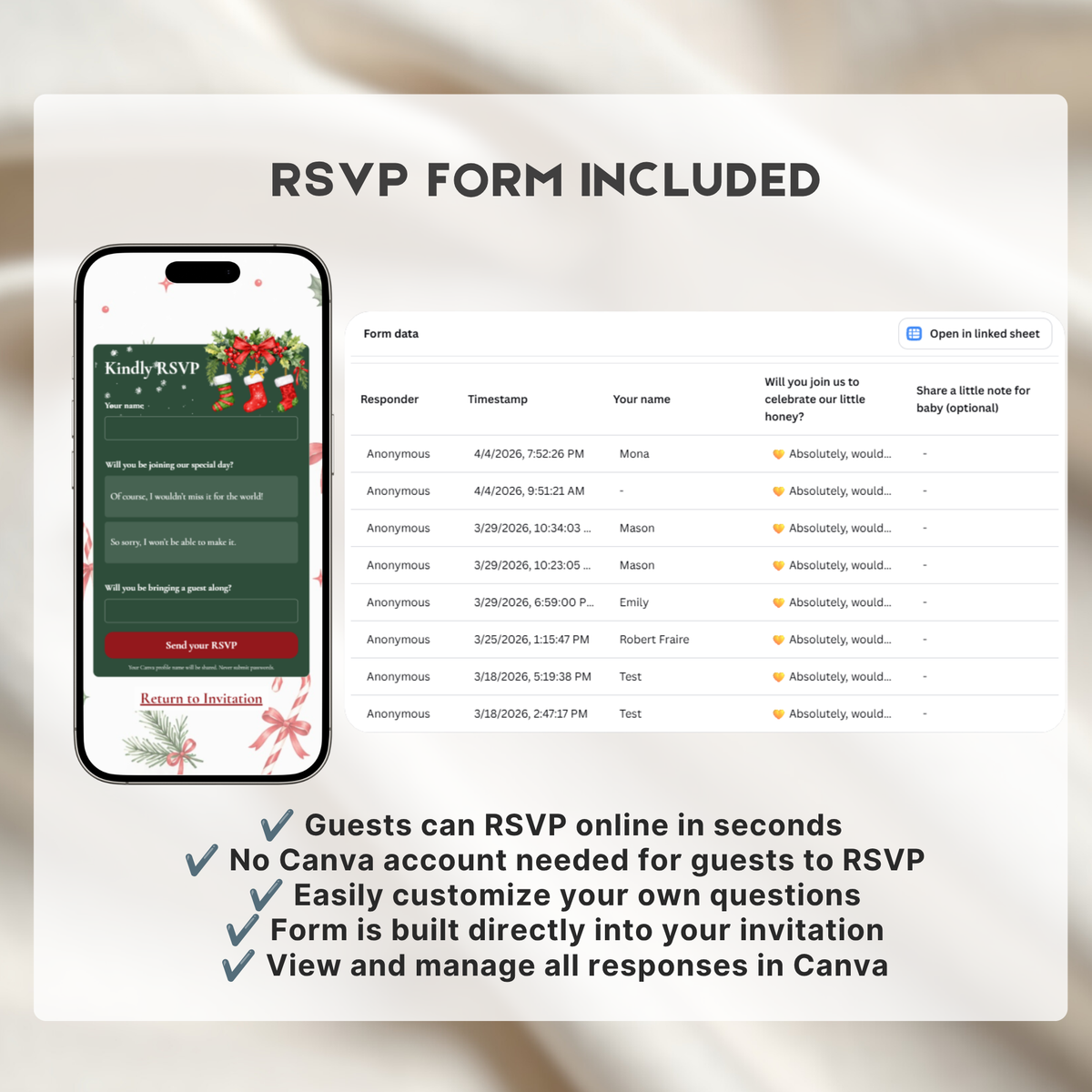 Merry Little Baby Shower | Santa Christmas Website Invitation with RSVP