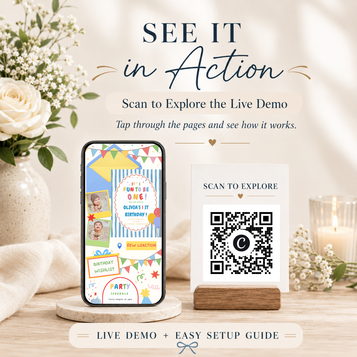 It’s Fun to Be One 1st Birthday Website Invitation | Editable Canva Template with RSVP