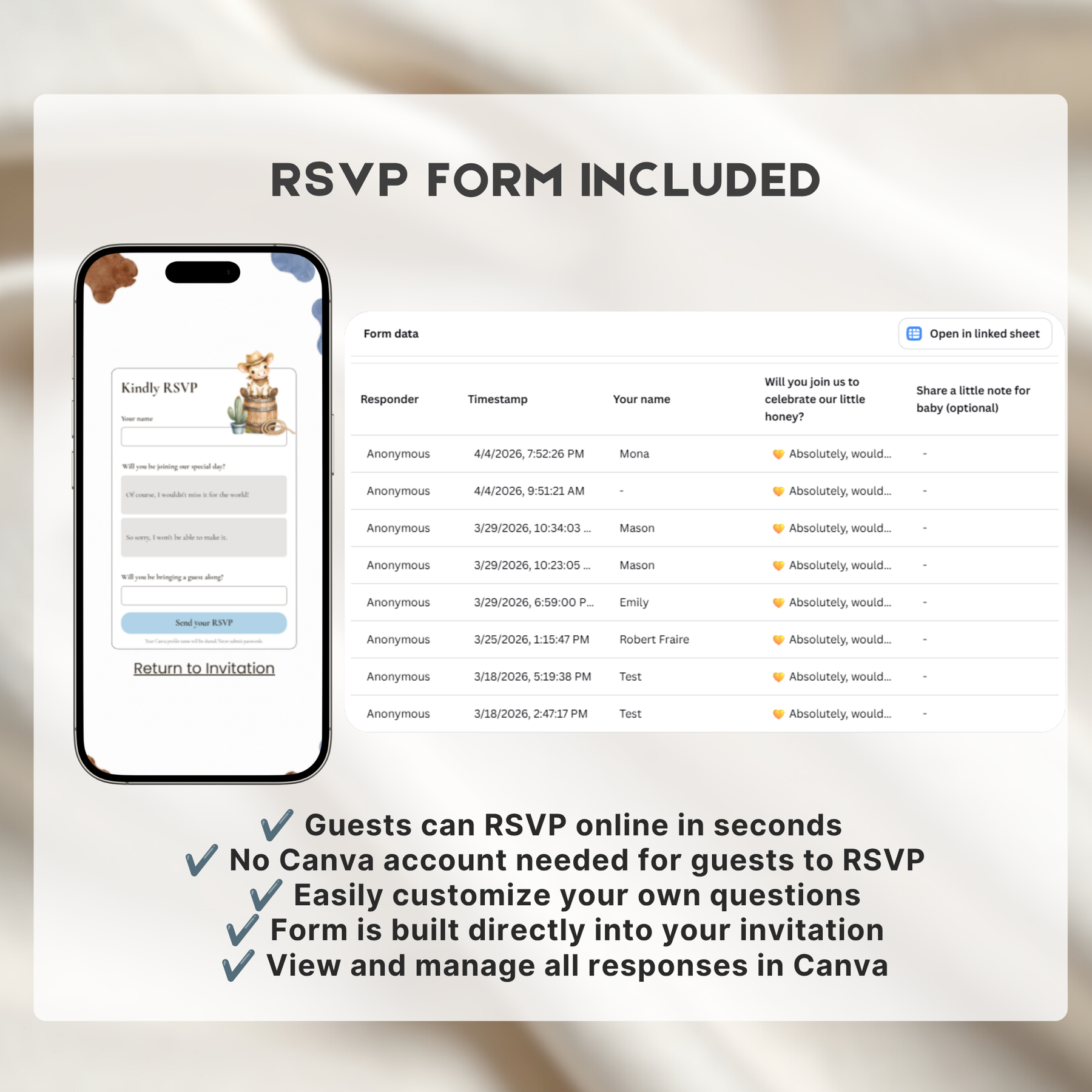 Cowboy Baby Shower Website Invitation with RSVP | Editable Canva Template