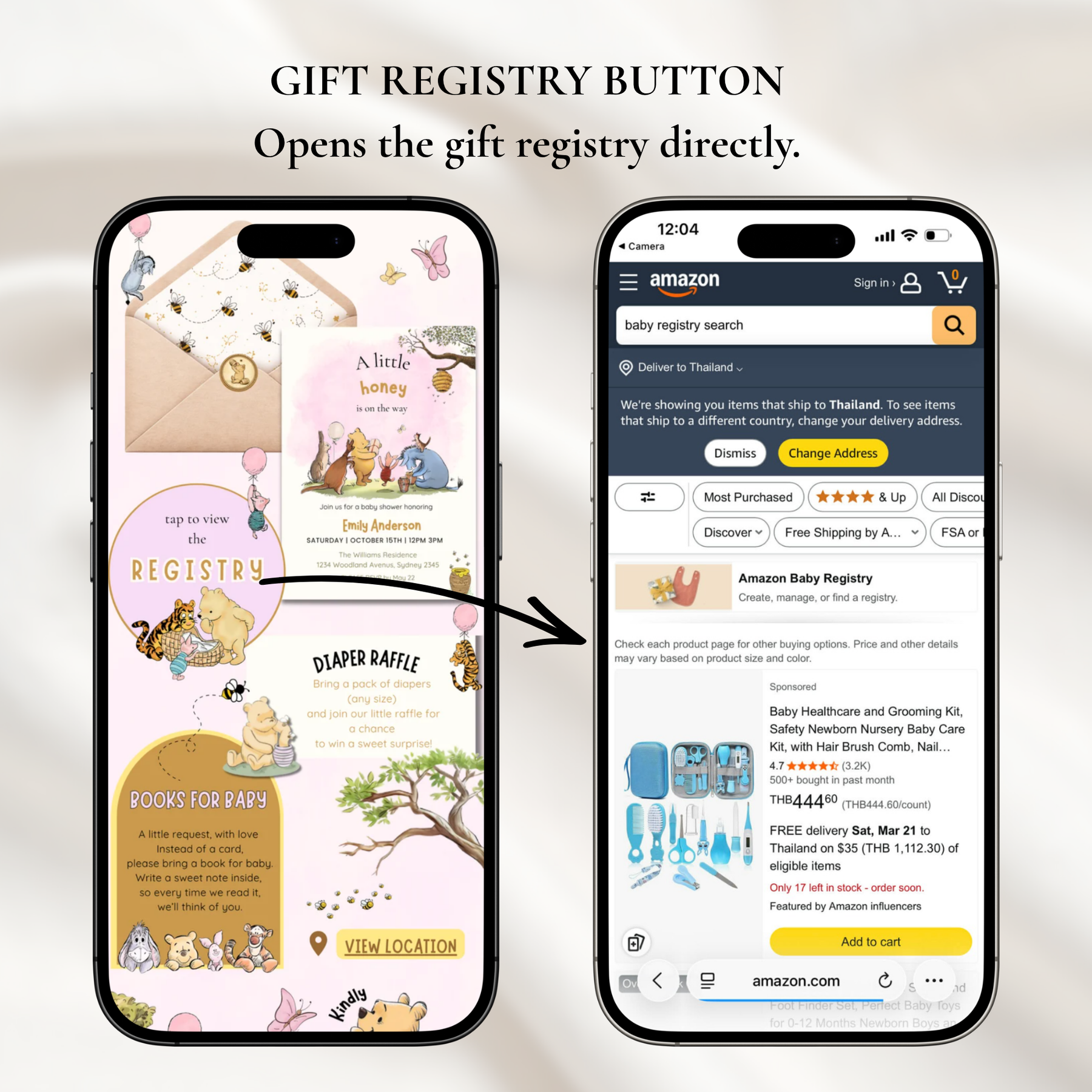 Pink Winnie the Pooh Baby Shower Website Invitation with RSVP | Editable Canva Template